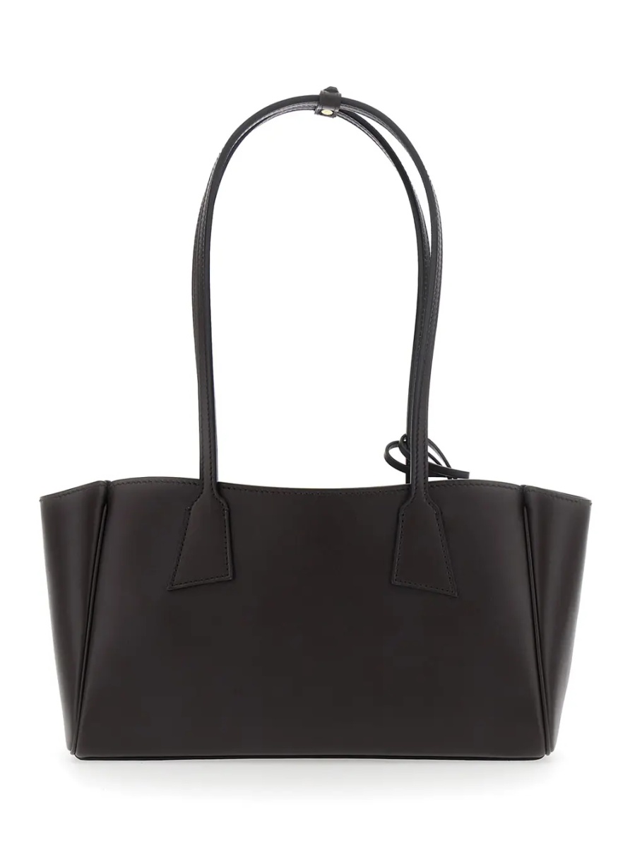Geanta de umar Brown Small Shoulder bag with Front Pocket and Logo lettering in Leather for Women - Img 2