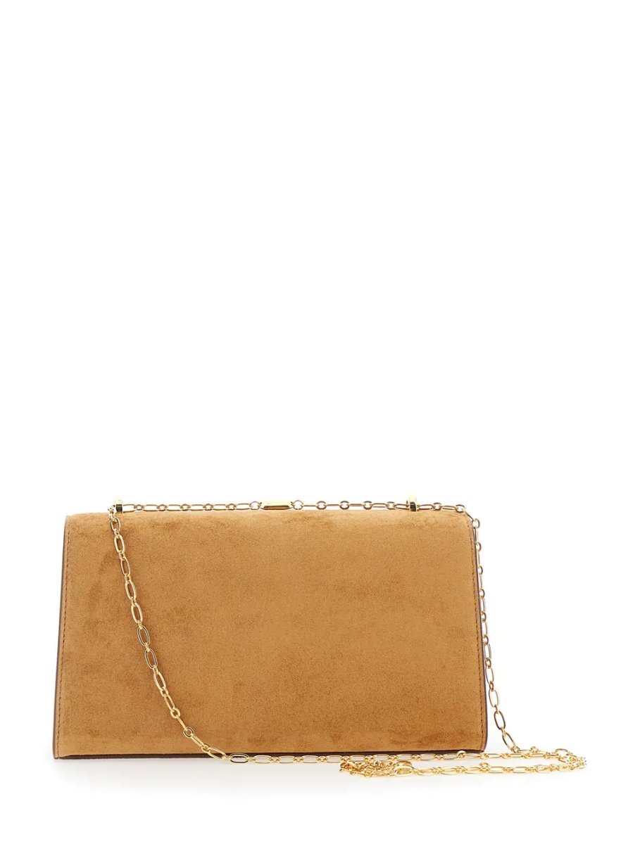 Geanta de umar 'Chain Symmetry' Brown Crossbody bag with Chain Strap and Turn Lock Closure on Front in Suede for Women - Img 2