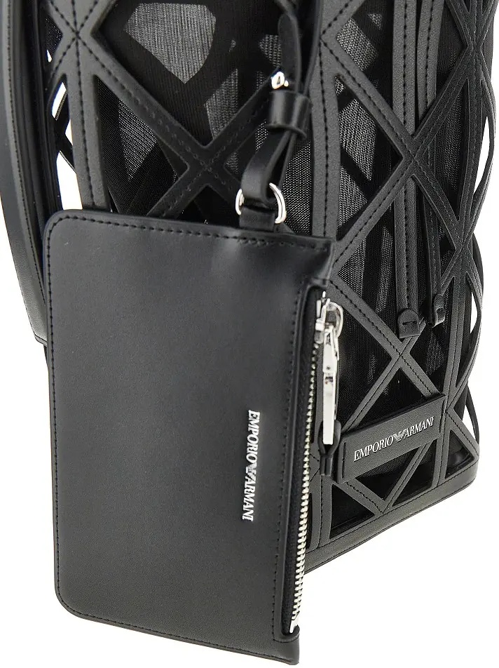 Geanta de umar Faux leather and mesh bucket bag - Img 4