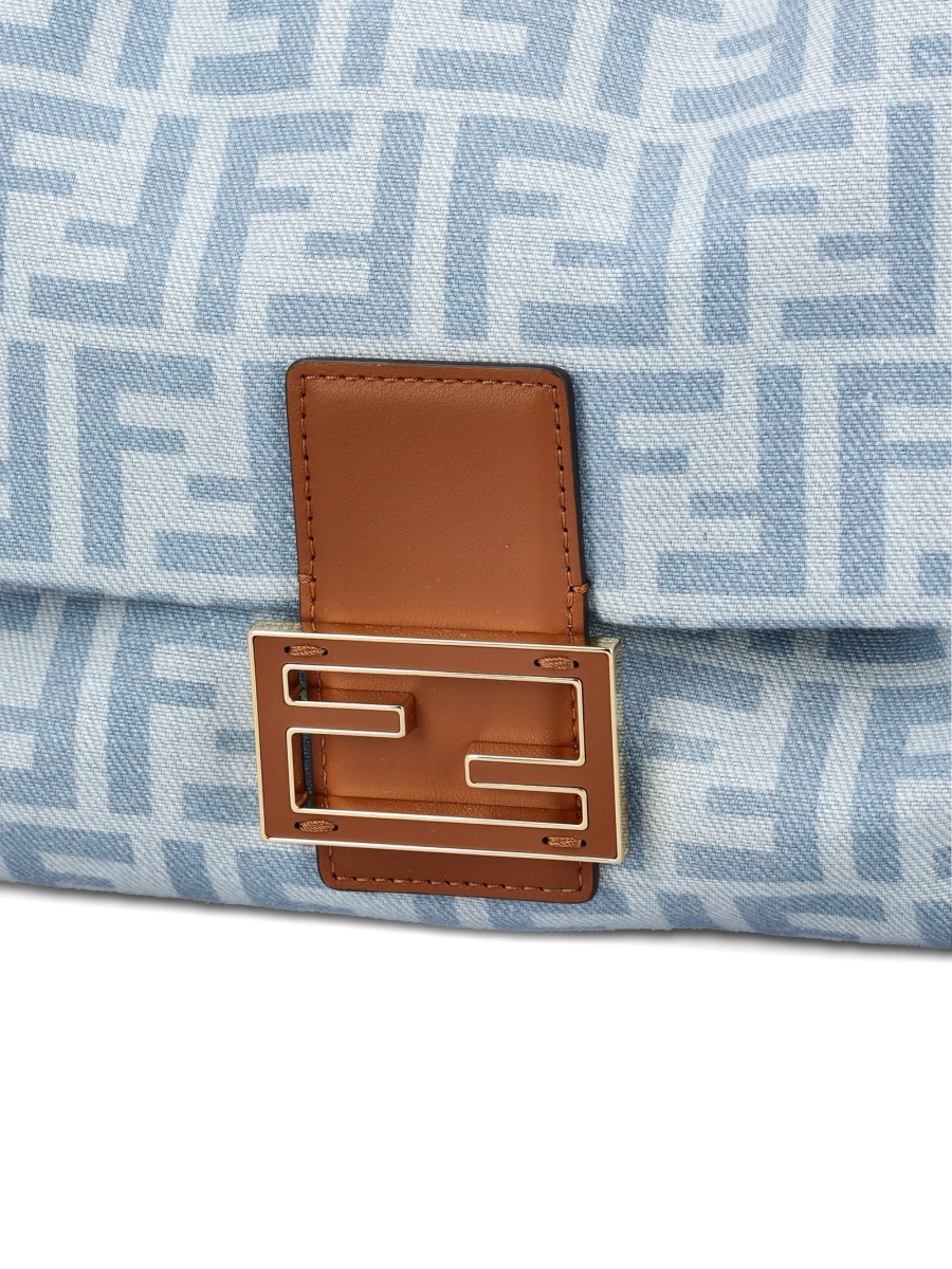 Geanta de umar Fendi albastra din bumbac organic - Img 4