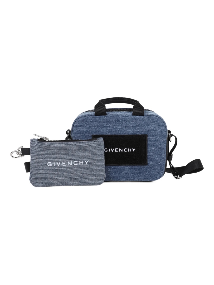 Geanta de umar Givenchy albastra din piele si poliamida - Img 4