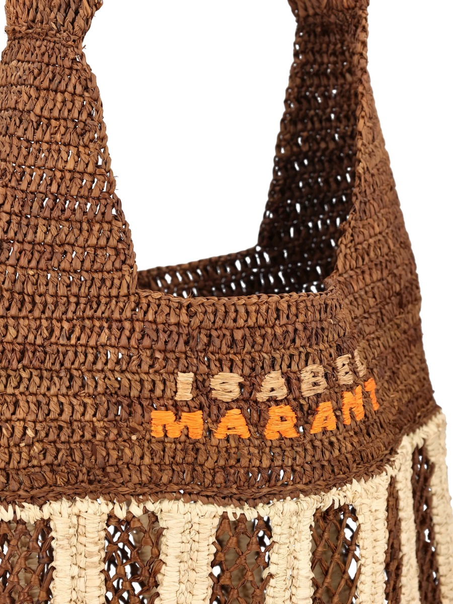 Geanta de umar Isabel Marant maro din rafie - Img 4