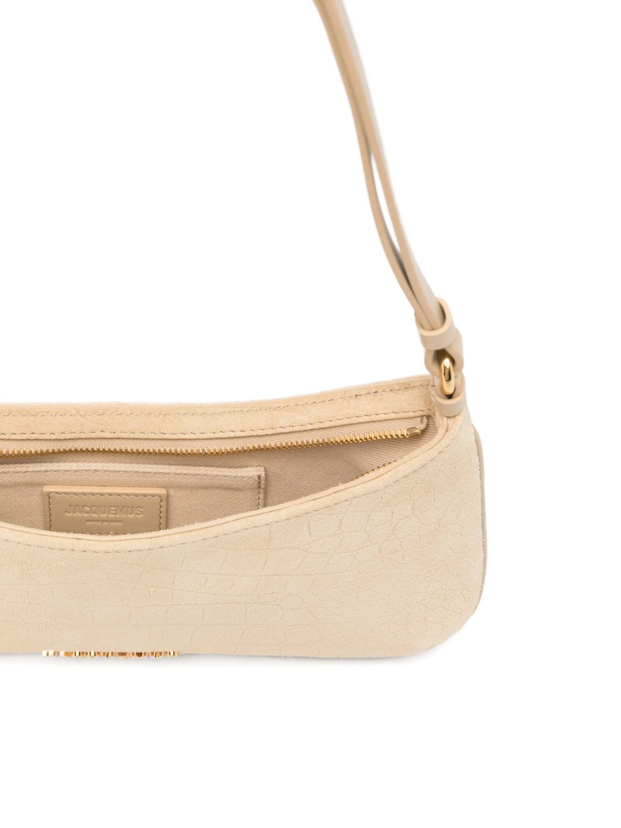 Geanta de umar JACQUEMUS Bisou neutra din piele intoarsa - Img 5