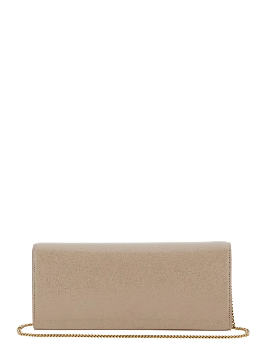 Geanta de umar Kate Shoulder Bag with Chain Strap and Cassandre Plaque on Front in Beige Hammered Leather for Women - Img 2