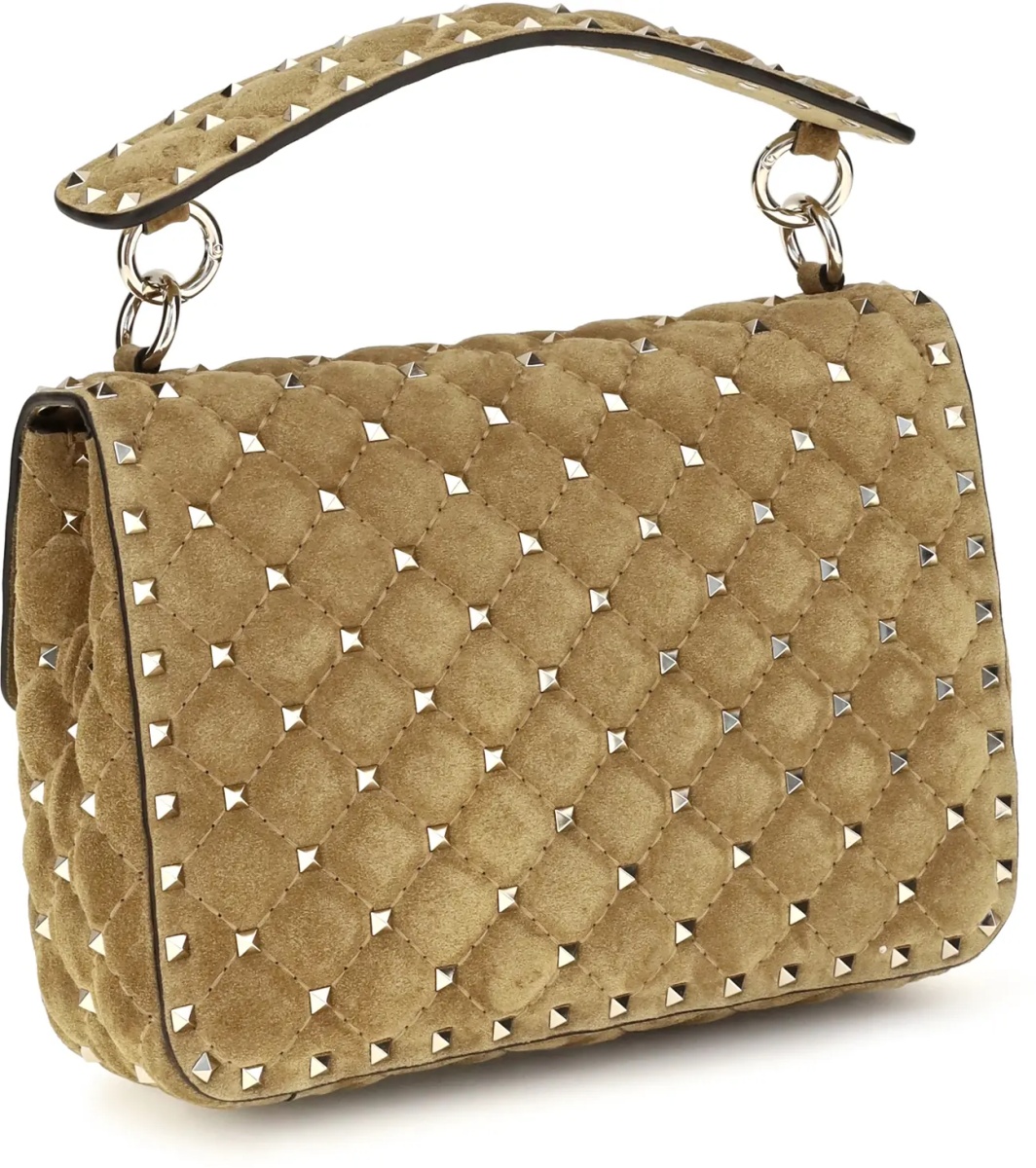 Geanta de umar Medium Rockstud Spike suede Top Handle Bag - Img 3