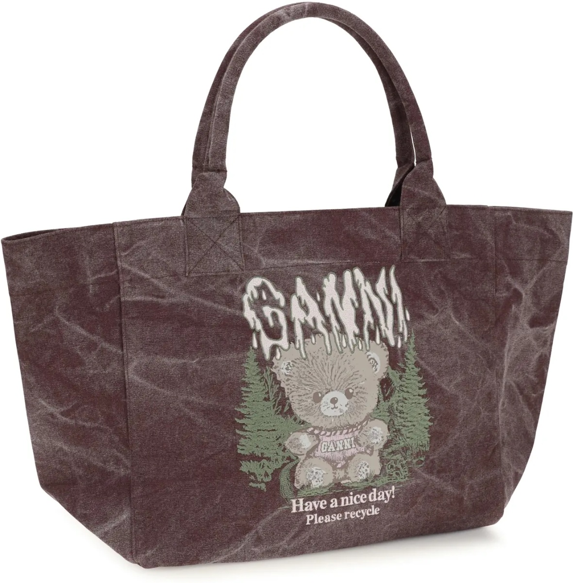 Geanta de umar Medium trapeze teddy print Shopping Bag - Img 2