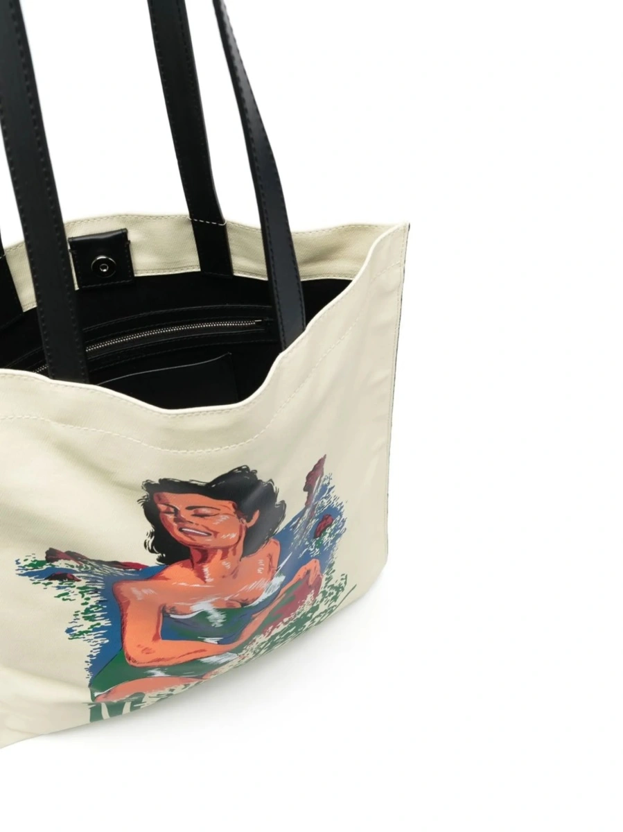 Geanta de umar Moschino galbena din piele - Img 5