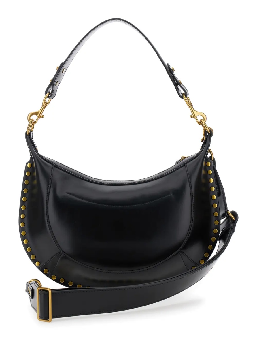 Geanta de umar Shoulder Bag 'Naoko' with Removable Strap and Logo Lettering Embossed on the Front in Black Leather for Women - Img 2