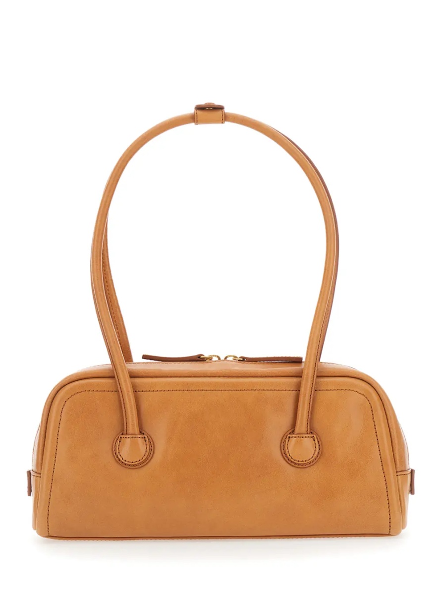 Geanta de umar 'Soft Boston Ew' Brown Shoulder bag with Two Top Handles and Logo lettering on the Front in Leather for Women - Img 2