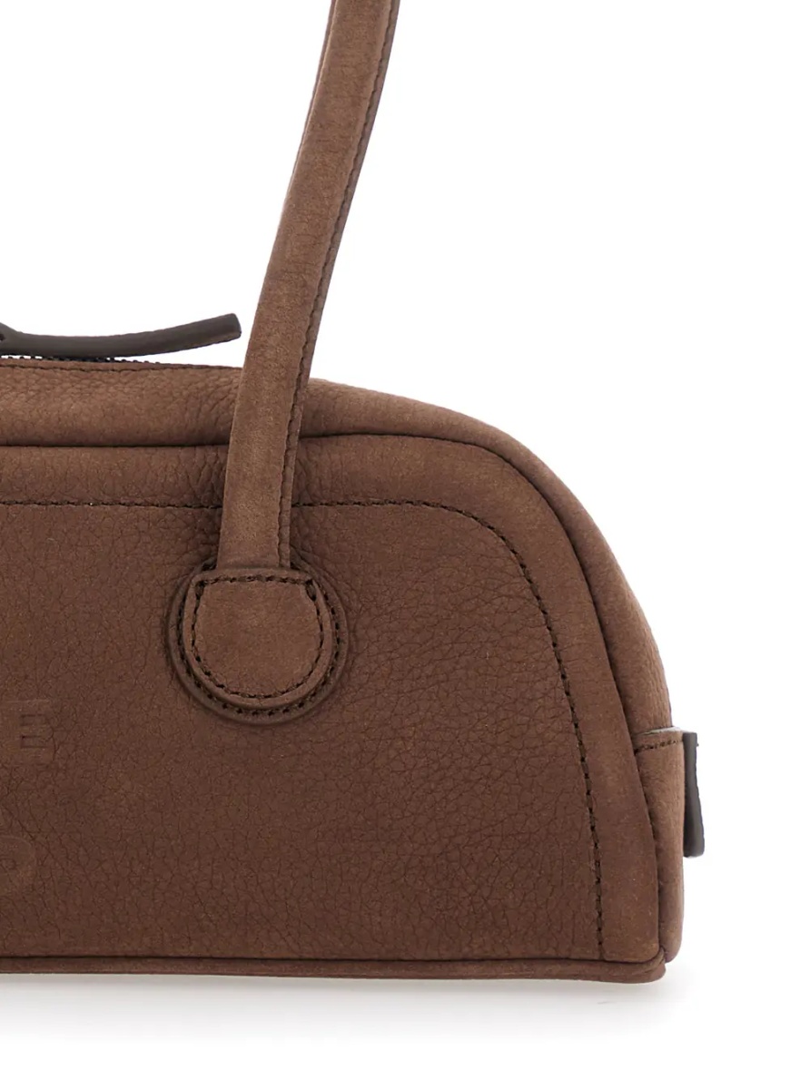 Geanta de umar 'Soft Boston Mini' brown Shoulder bag with Two Top Handles and Logo lettering on the Front in leather Women - Img 3