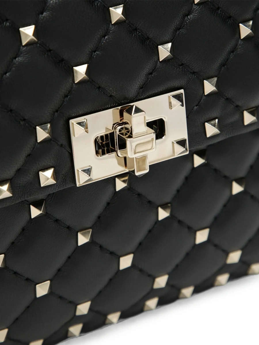 Geanta de umar 'Spike Medium' black Crossbody bag with all-over applied Rockstud in leather for women - Img 7