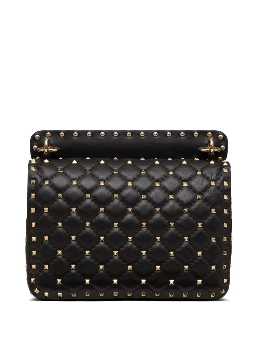 Geanta de umar Valentino Garavani Rockstud Spike neagra din metal si zamak - Img 3