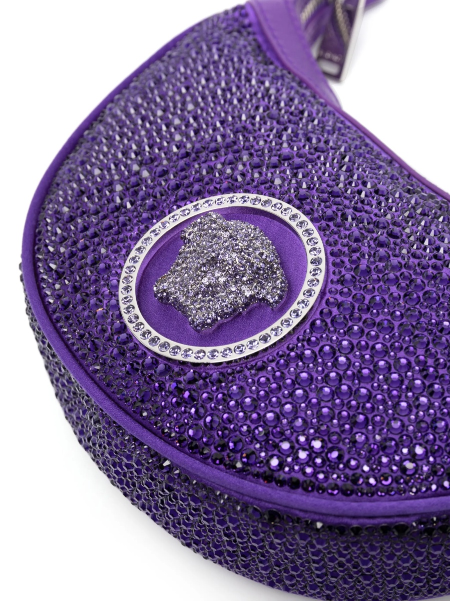 Geanta de umar Versace violet din material textil si piele - Img 5