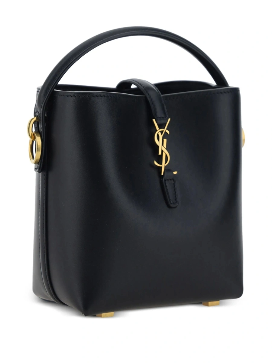 Geanta mini Saint Laurent neagra din piele si metal - Img 4