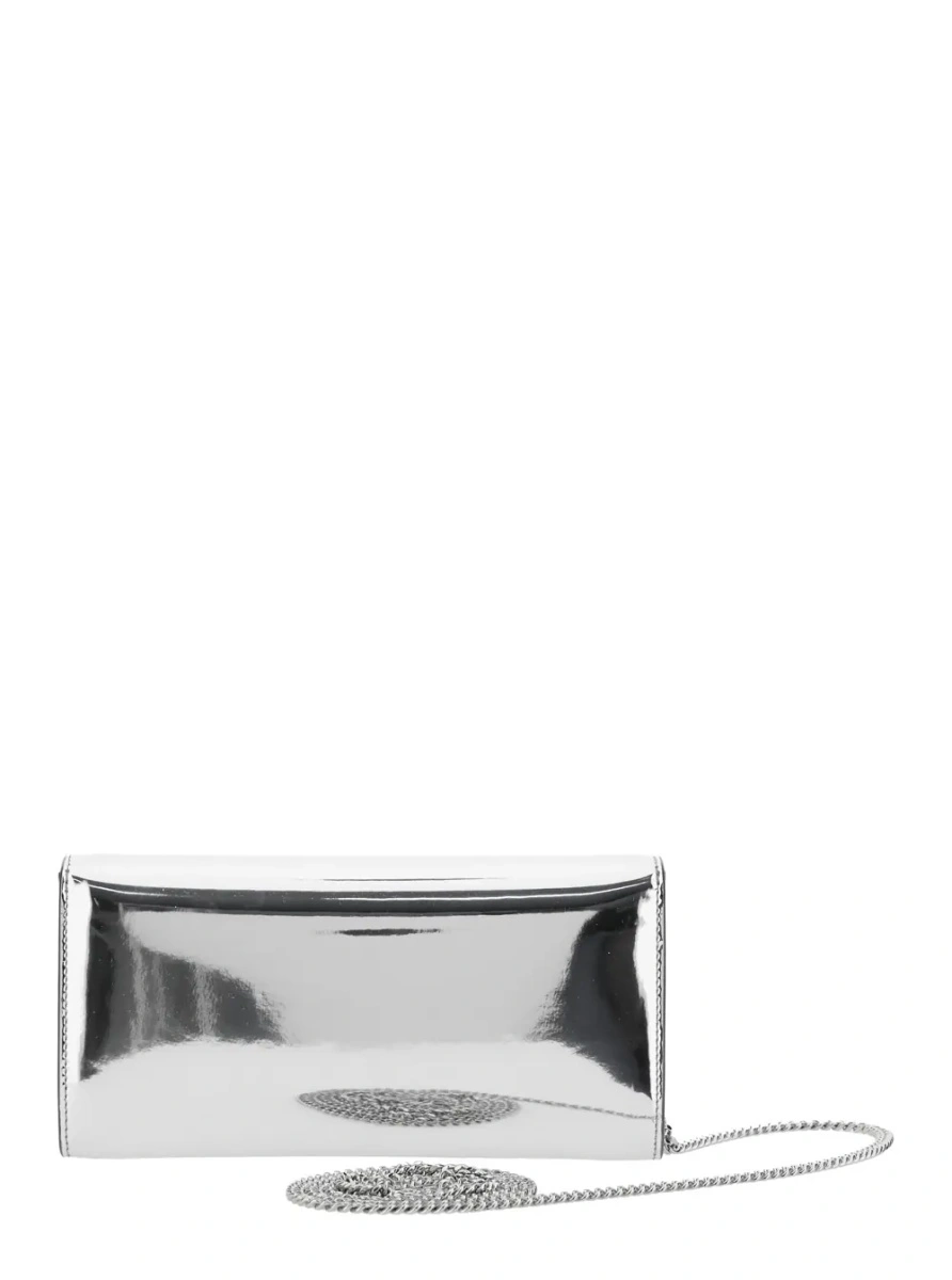 Geanta plic Jimmy Choo gri din piele si material textil - Img 2