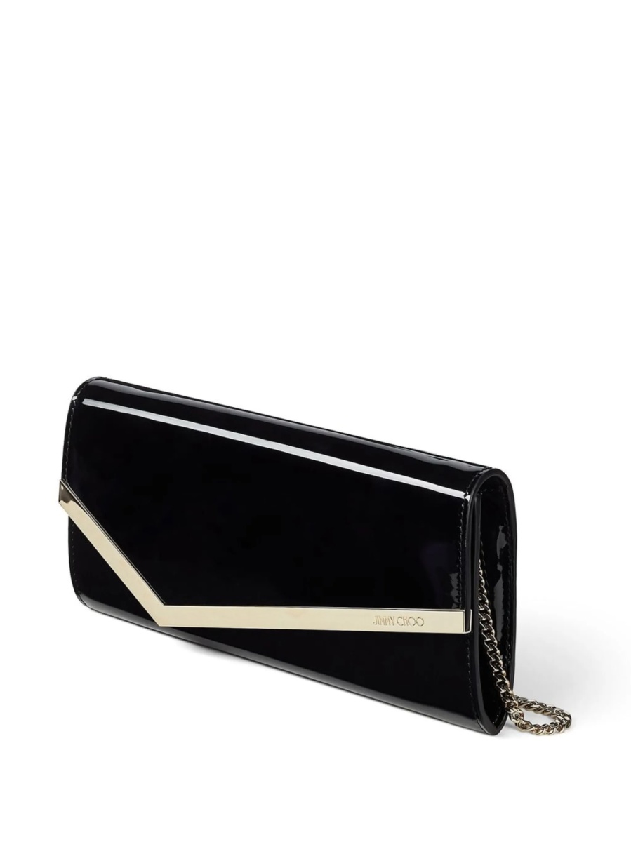 Geanta plic Jimmy Choo neagra din alama si piele - Img 3