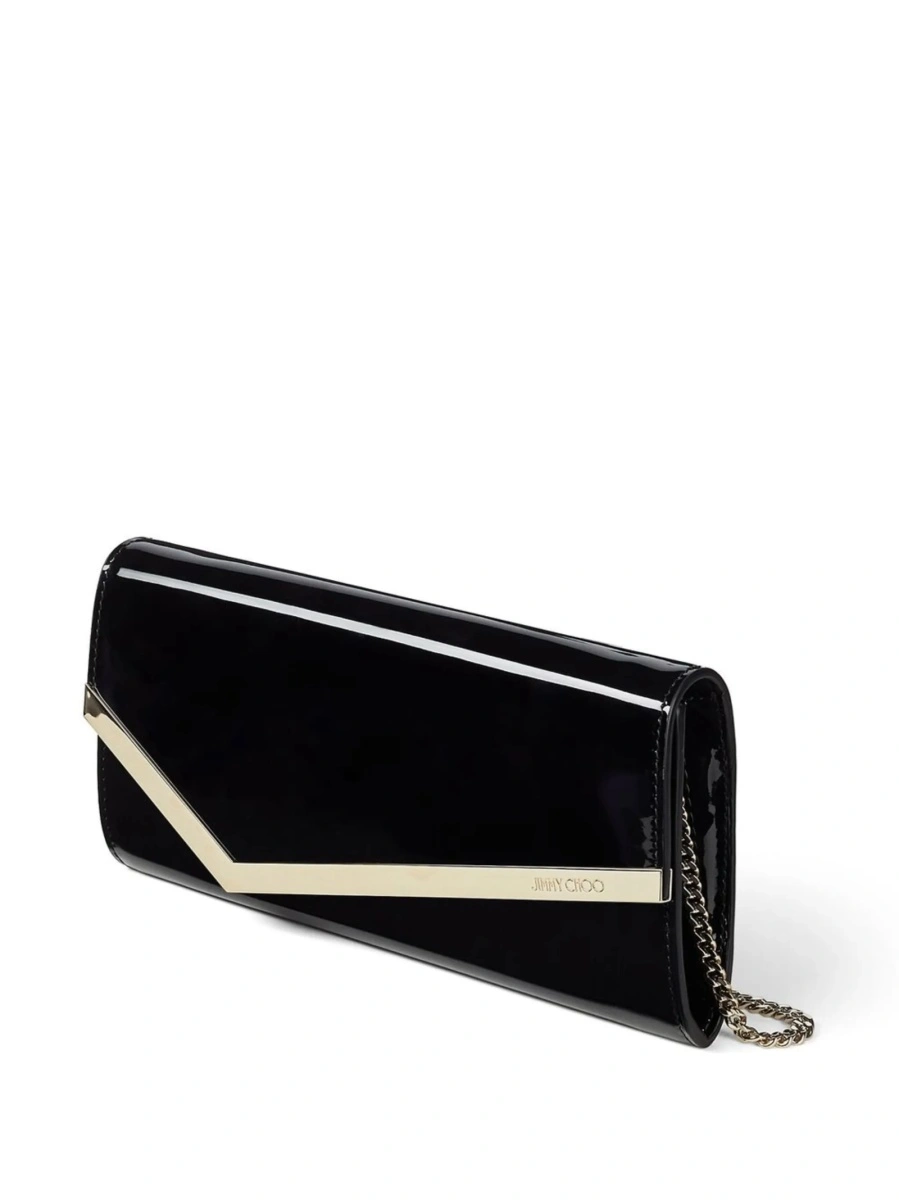Geanta plic Jimmy Choo neagra din alama si piele - Img 3