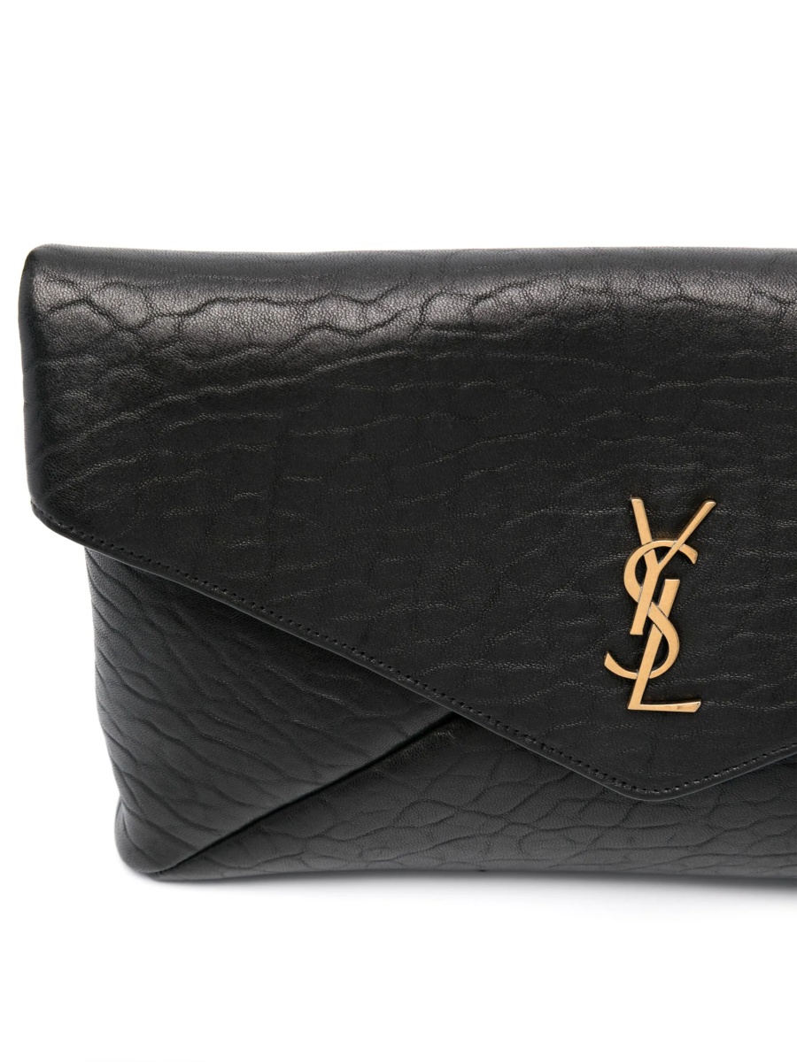 Geanta plic Saint Laurent Envelope neagra din metal si piele - Img 4