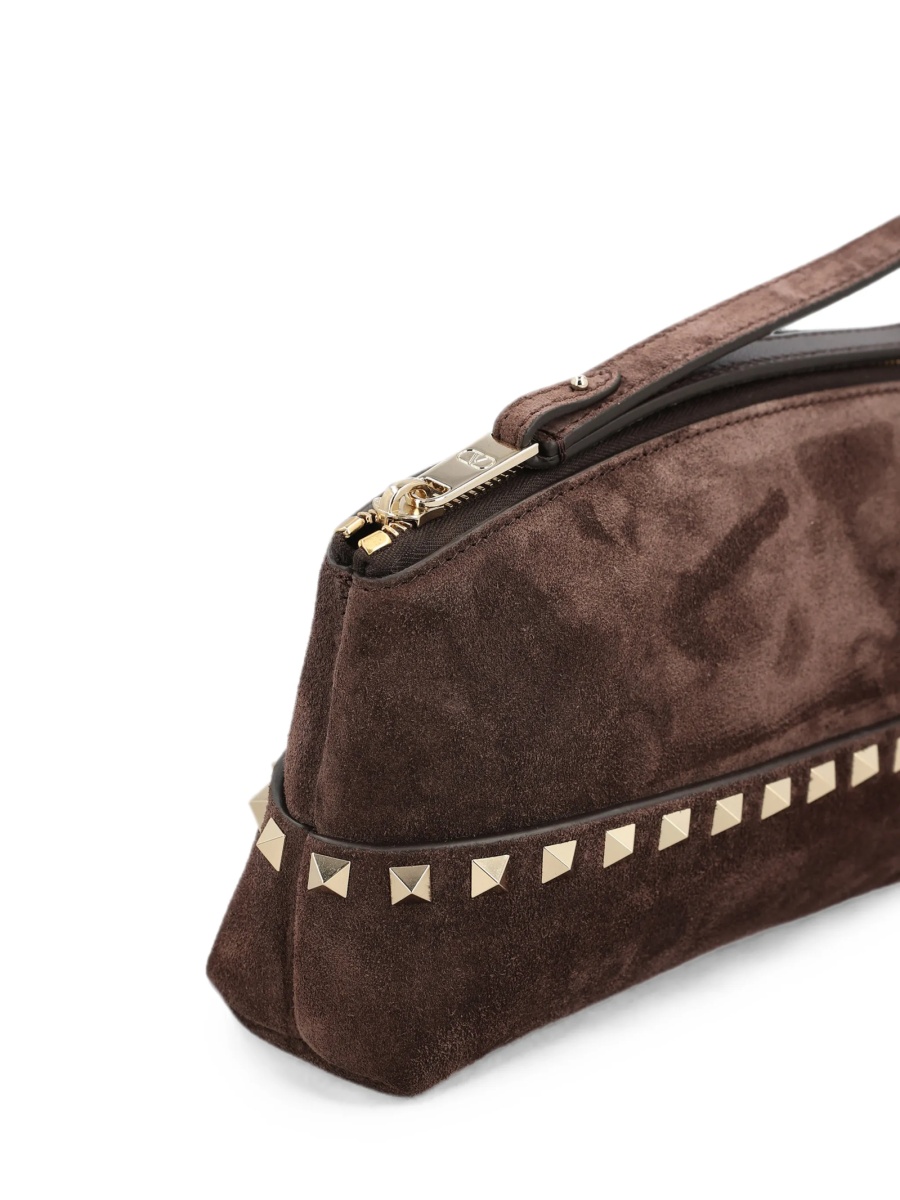Geanta plic Valentino Garavani Rockstud maro din piele intoarsa - Img 4
