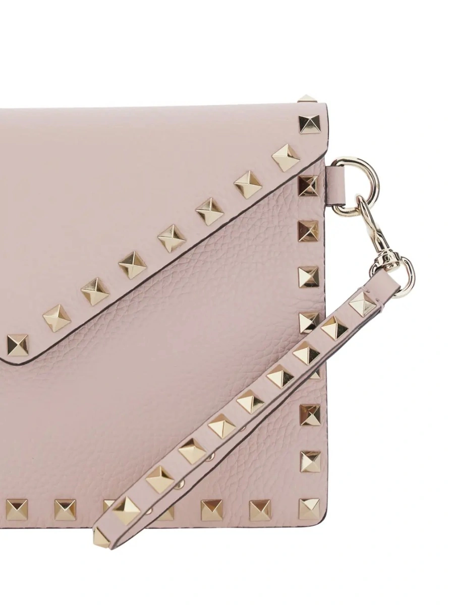 Geanta plic Valentino Garavani 'Rockstud' roz din piele - Img 3