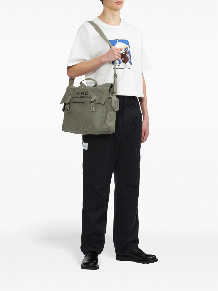 Geanta tip postas A.P.C. verde din bumbac - Img 2