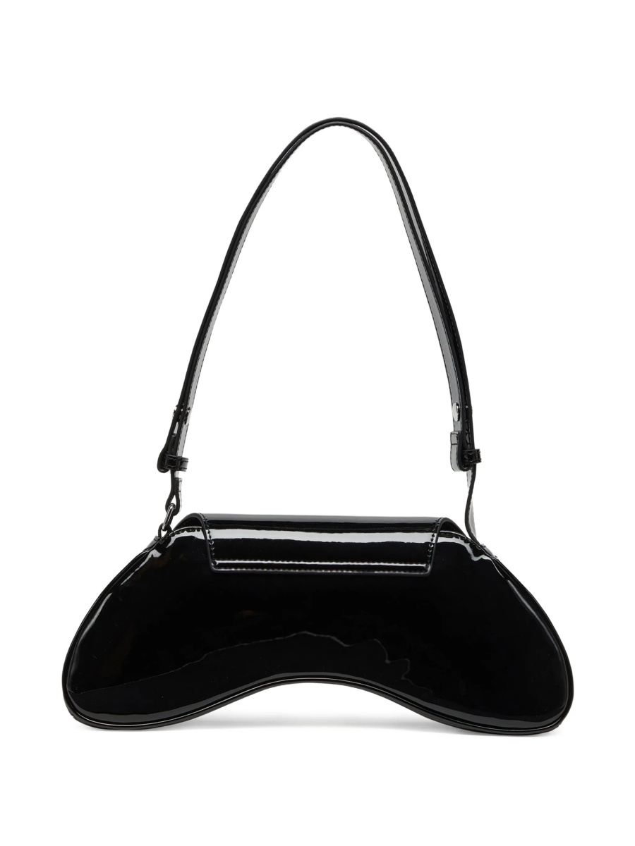 Geanta tip postas Diesel Oval D neagra din poliuretan - Img 2