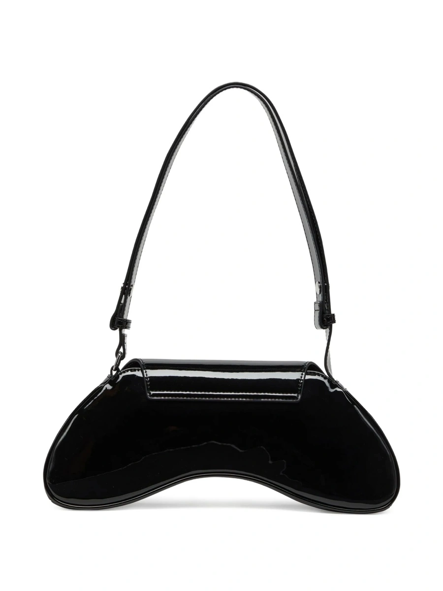 Geanta tip postas Diesel Oval D neagra din poliuretan - Img 2