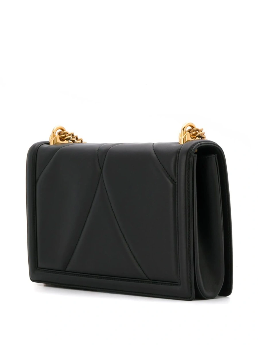 Geanta tip postas Dolce &amp; Gabbana Devotion neagra din piele - Img 3