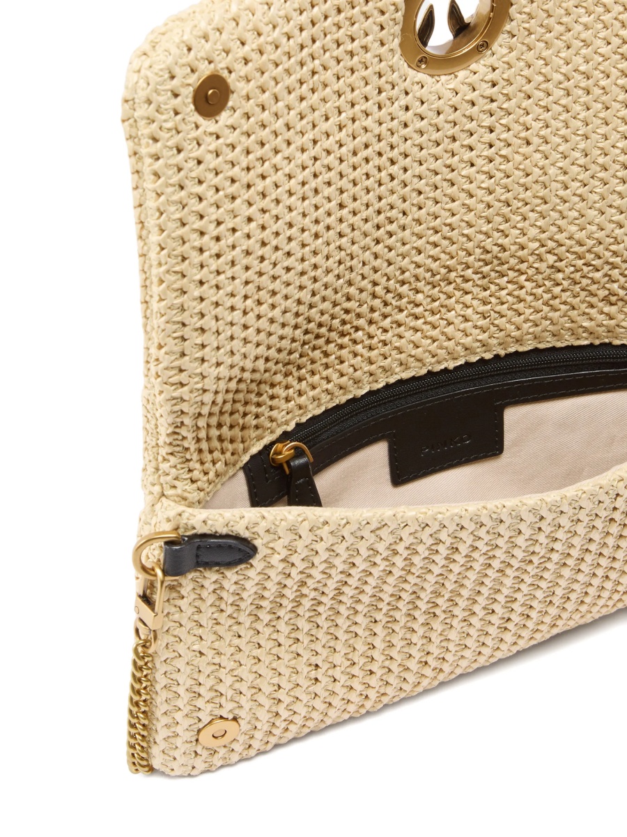 Geanta tip postas Pinko neutra din rafie - Img 4