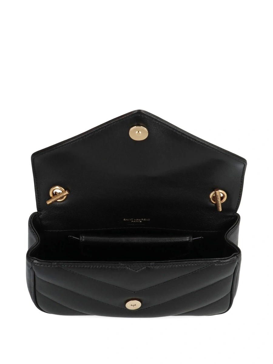Geanta tip postas Saint Laurent Loulou neagra din piele - Img 4