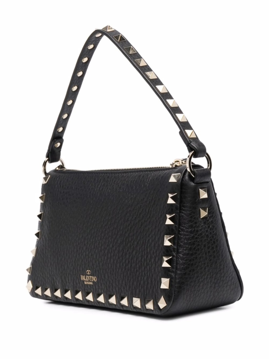 Geanta tip postas Valentino Garavani Rockstud neagra din zamak si piele - Img 3
