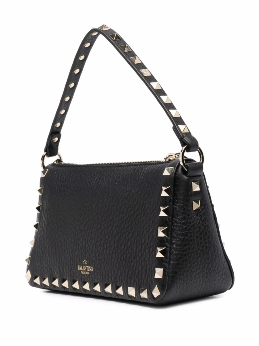 Geanta tip postas Valentino Garavani Rockstud neagra din zamak si piele - Img 3
