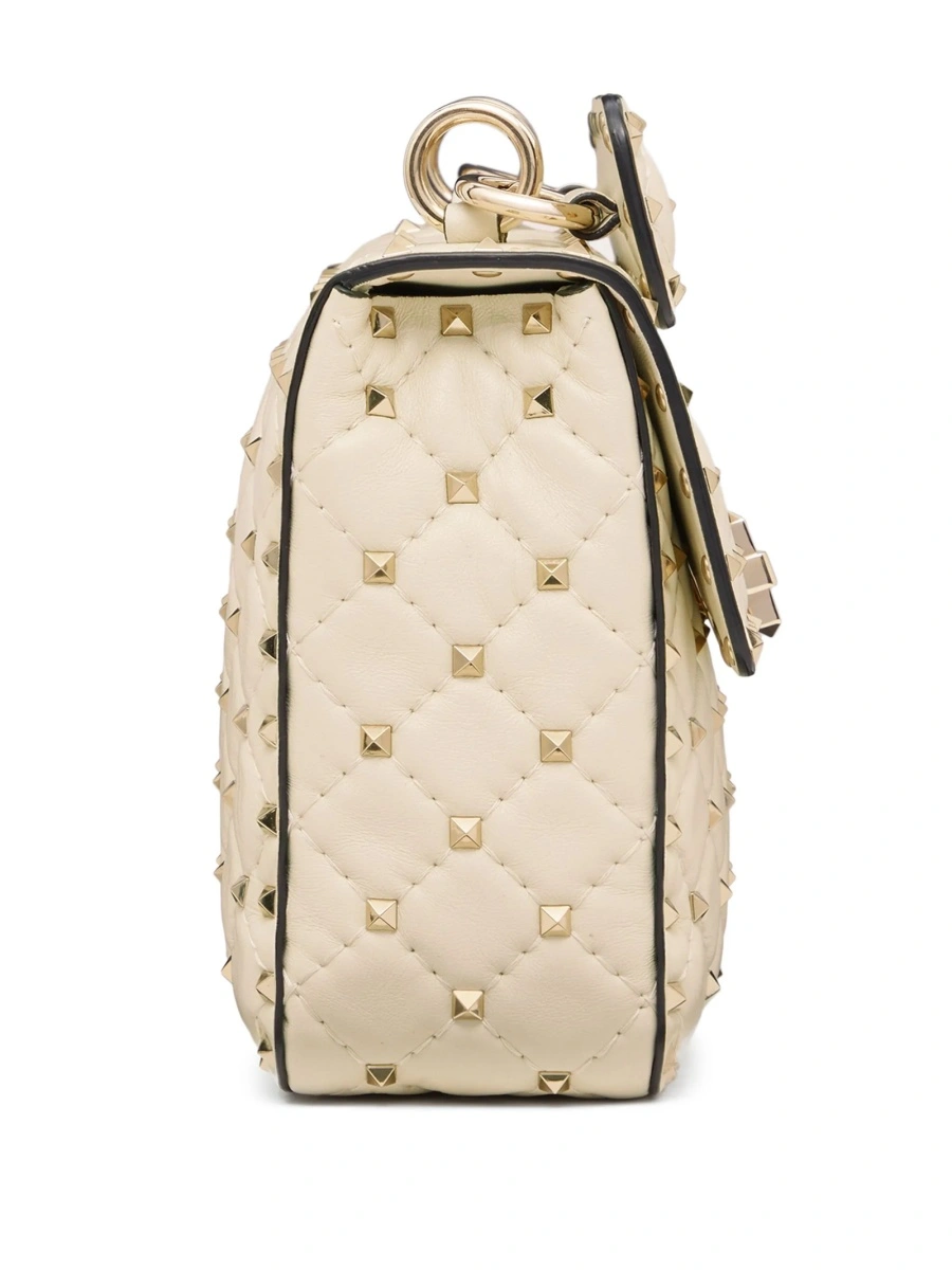 Geanta tip postas Valentino Garavani Rockstud Spike neutra din metal si piele - Img 8
