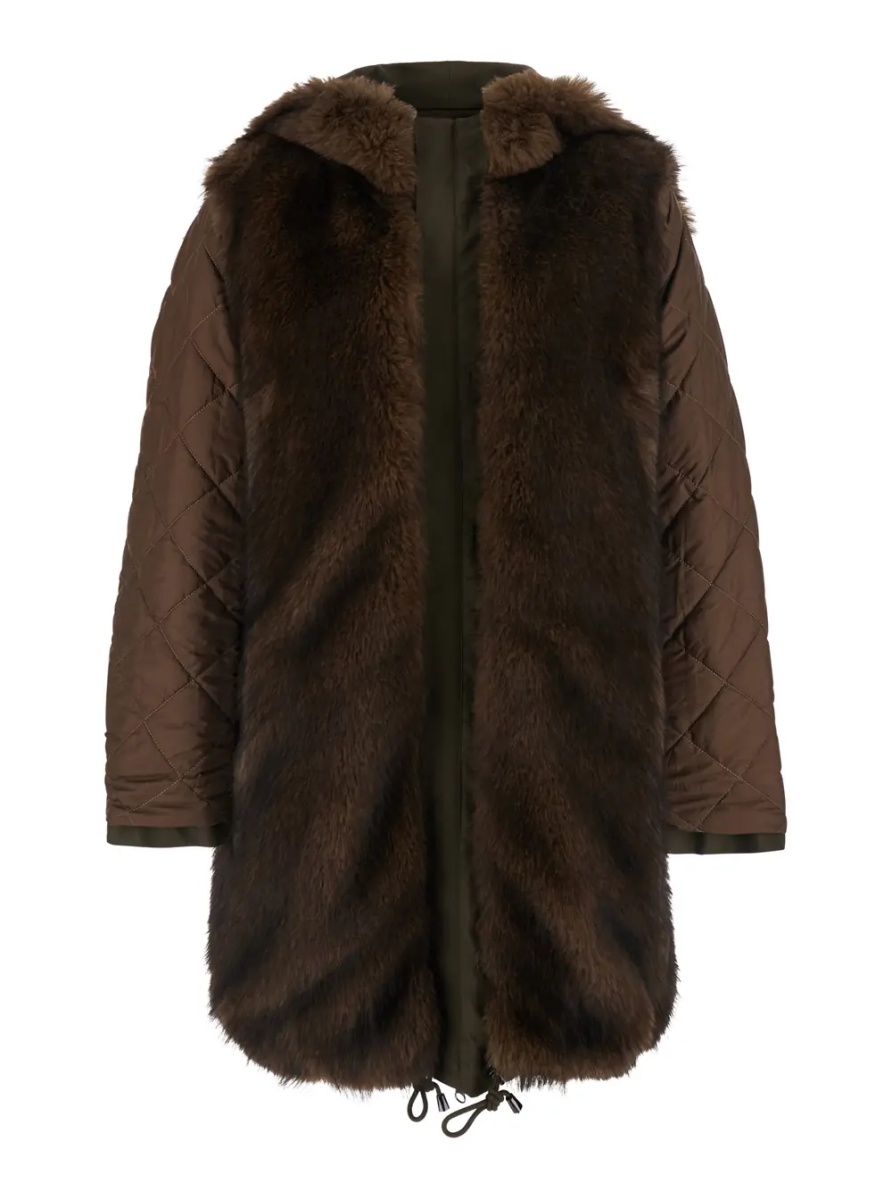 Geci Green Parka with fur hood and button closure on the front in cotton for men - Img 4