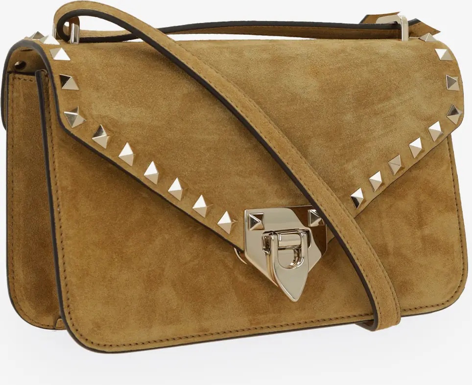 Genti Rockstud Small Suede Crossbody Bag - Img 2