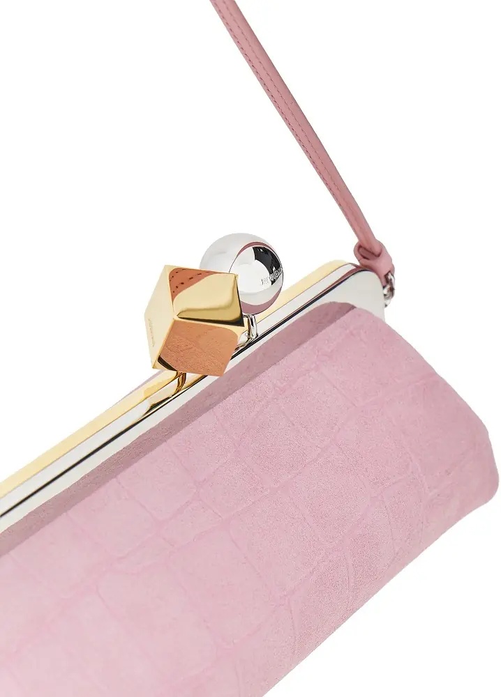 Genti Suede leather 'Salon' pouch with croco-effect - Img 4