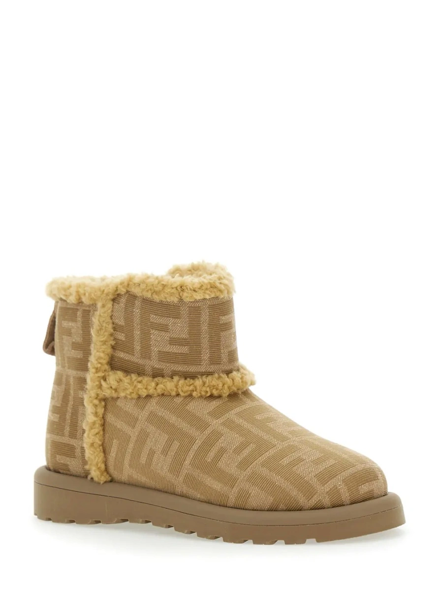 Ghete Fendi bej din material textil - Img 2