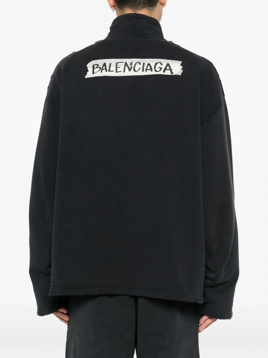Hanorac Balenciaga negru din bumbac - Img 6