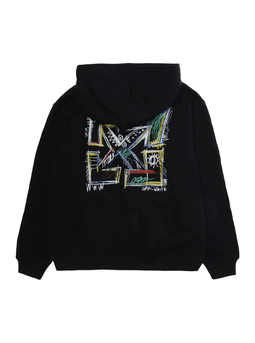 Hanorac Off-White negru din bumbac - Img 2