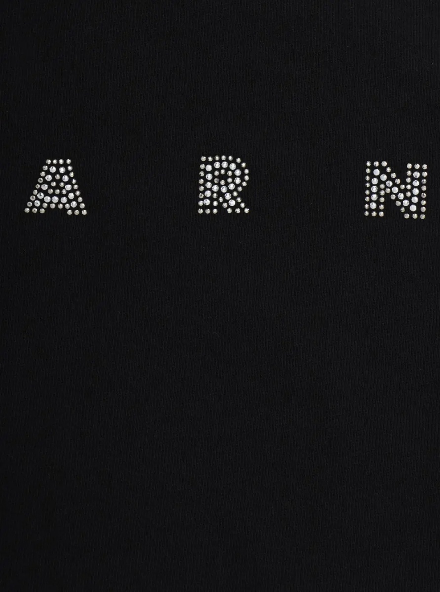 Hanorace Black Crewneck Sweatshirt with Logo lettering on the Front in Cotton Girl - Img 3