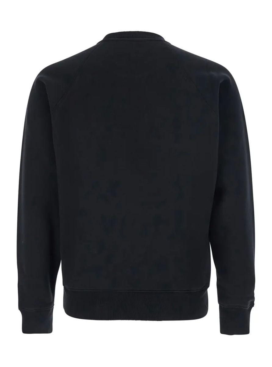 Hanorace Black Crewneck Sweatshirt with Logo Patch on the Front in Cotton Man - Img 2