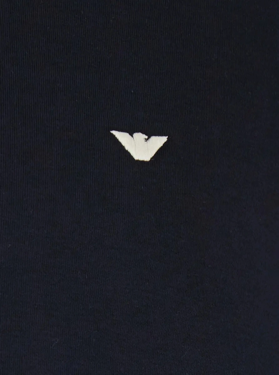 Hanorace Blue High Neck Sweatshirt with Logo Embroidery on the Front and Zip Closure on the Front in Cotton Blend for Men - Img 3