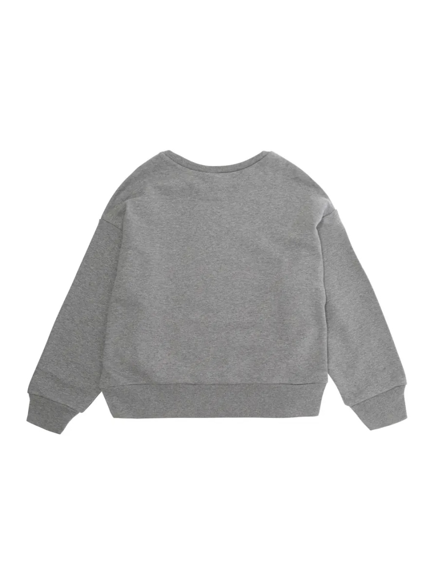 Hanorace Gray Crewneck Sweatshirt with Logo Lettering on the Front in Cotton Girl - Img 2