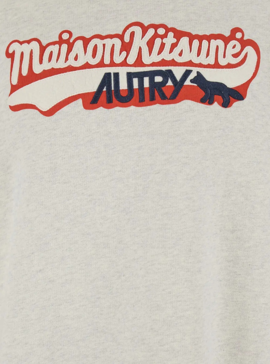Hanorace Grey Crewneck Sweatshirt with Print on the Front and Ribbed Trims in Cotton Man - Img 2
