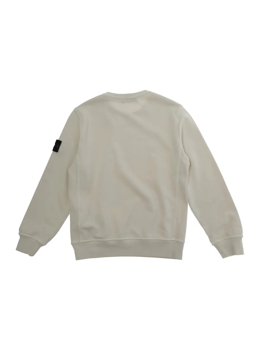 Hanorace White Sweatshirt with Round Neck and Logo Patch on Sleeve for Kids - Img 2