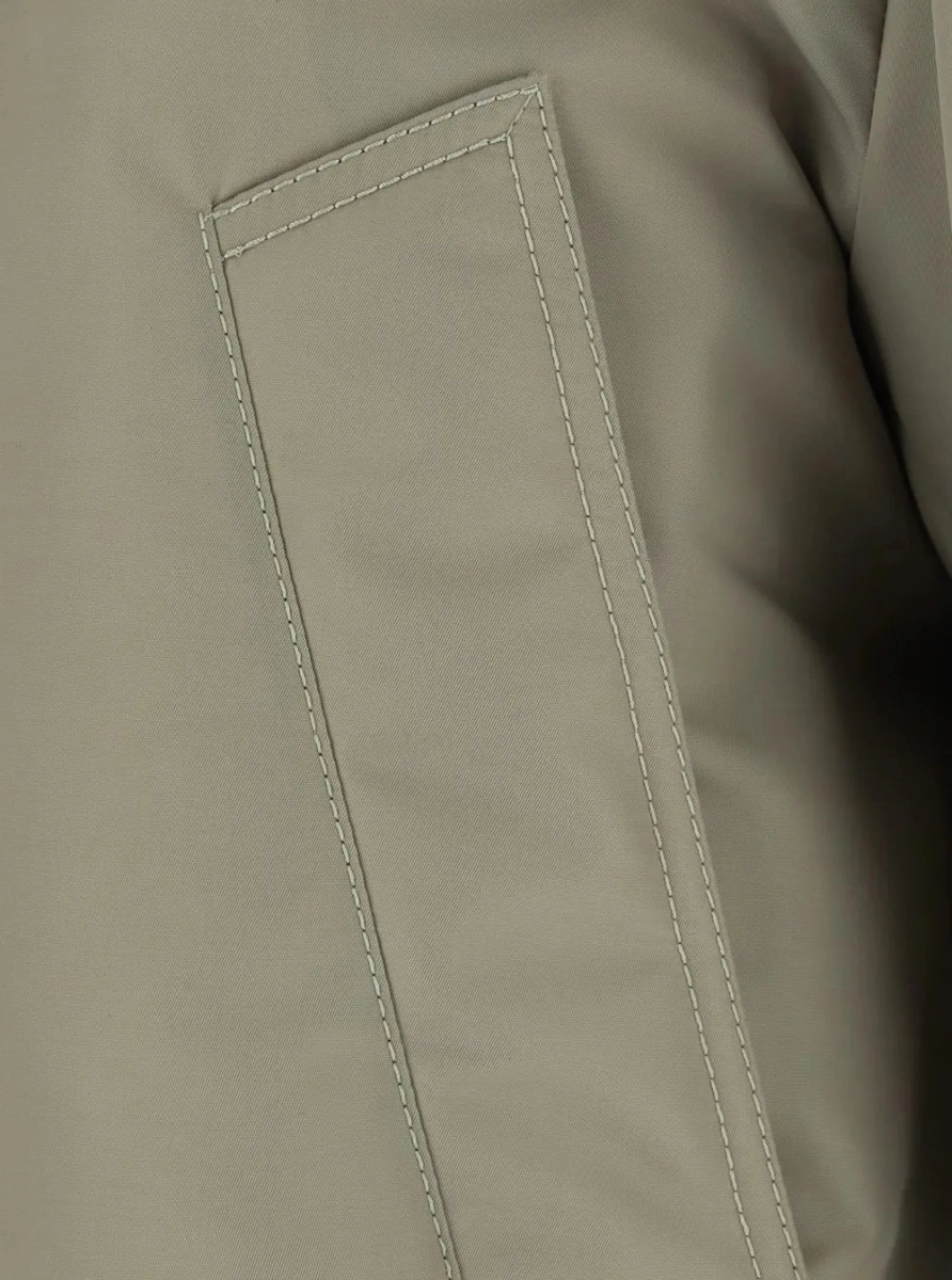 Jacheta Beige jacket with classic collar with Intrecciato motif in tech fabric for women - Img 2
