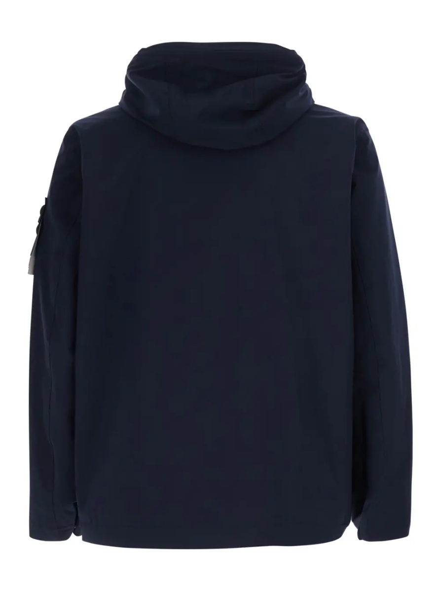 Jacheta Blue Jacket with hood and logo patch on the sleeve in Tech Fabric men - Img 2