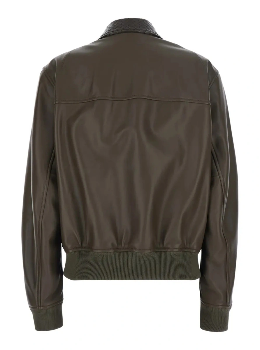 Jacheta Bottega Veneta verde din piele - Img 2