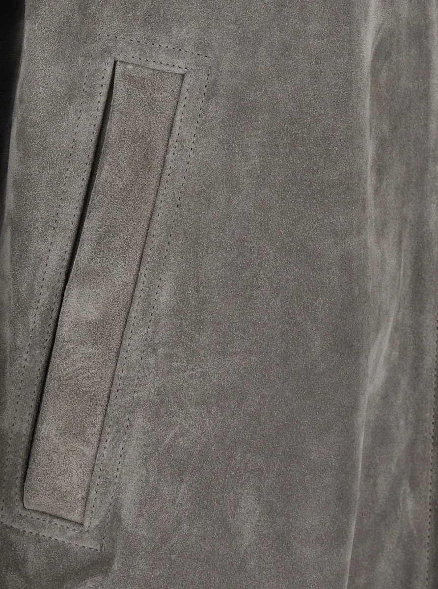 Jacheta 'Brad' Grey Jacket with classic collar and back strap in suede men - Img 3