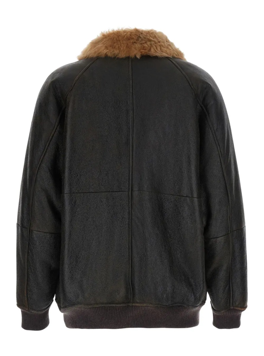 Jacheta Brown Jacket with Fur Collar and Monil Zipper Pull in Leather for Women - Img 2